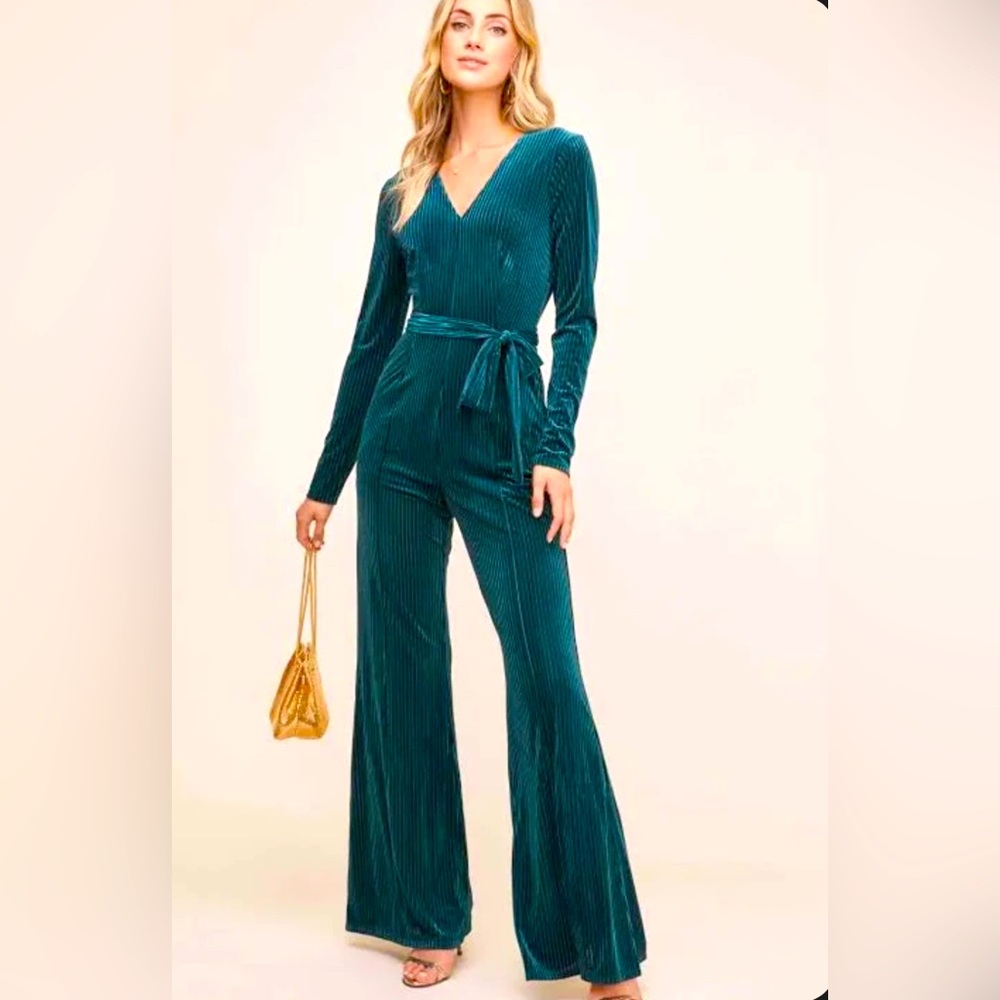 ASTR green velvet jumpsuit